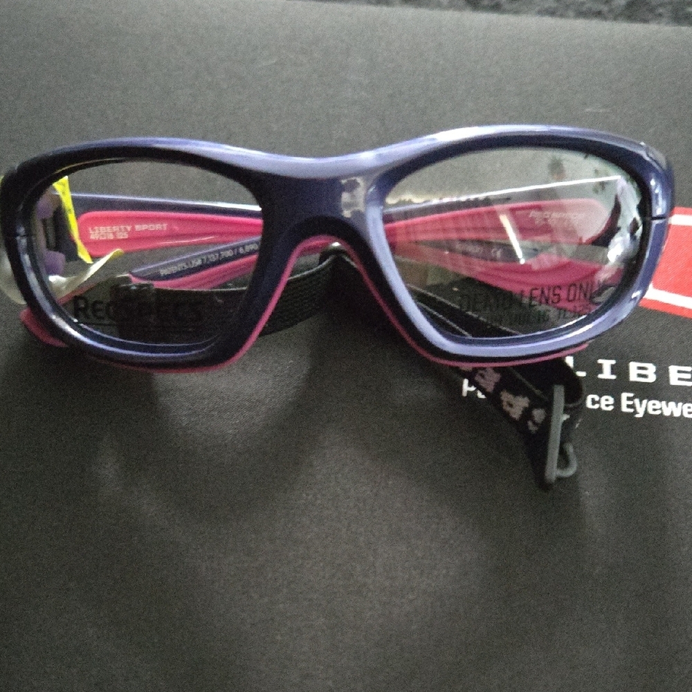Blue and Pink Wraparound Sunglasses for Active Use